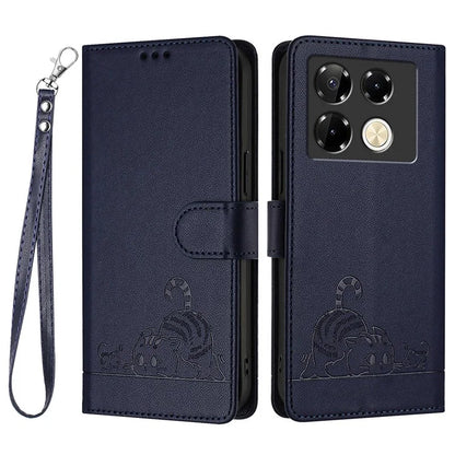 YB Imprinting Series-9 for Infinix Note 40 Pro 4G Case PU Leather RFID Blocking Flip Phone Cover