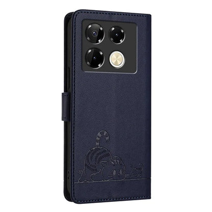 YB Imprinting Series-9 for Infinix Note 40 Pro 4G Case PU Leather RFID Blocking Flip Phone Cover