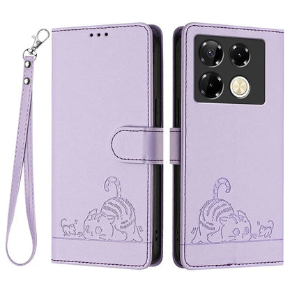 YB Imprinting Series-9 for Infinix Note 40 Pro 4G Case PU Leather RFID Blocking Flip Phone Cover