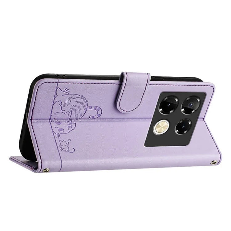 YB Imprinting Series-9 for Infinix Note 40 Pro 4G Case PU Leather RFID Blocking Flip Phone Cover