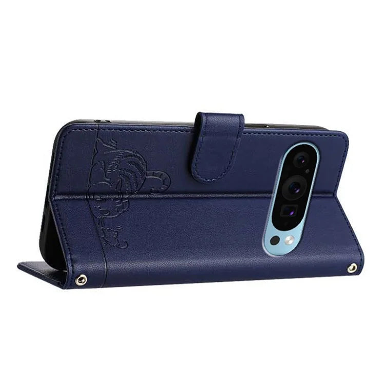 YB Imprinting Series-9 for Google Pixel 9 / 9 Pro Case PU Leather Cat Mouse Folio Phone Cover