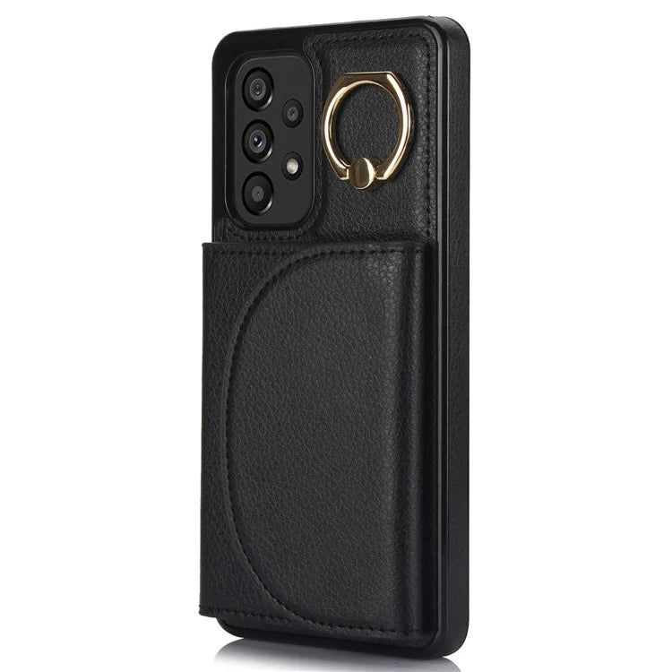 For Samsung Galaxy A53 5G Phone Cover RFID Blocking Wallet Case with Ring Kickstand