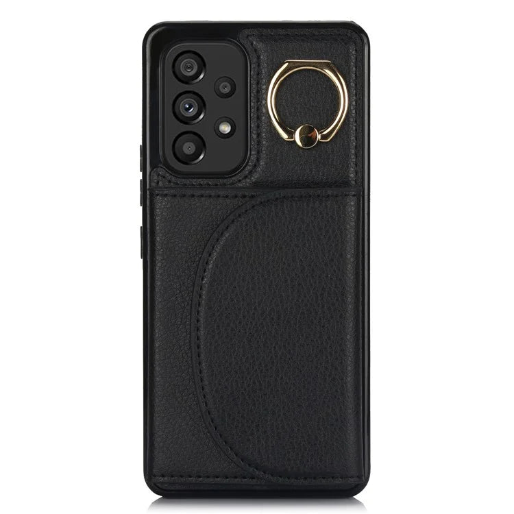 For Samsung Galaxy A53 5G Phone Cover RFID Blocking Wallet Case with Ring Kickstand