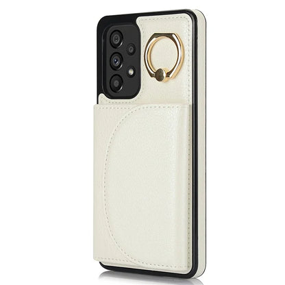 For Samsung Galaxy A53 5G Phone Cover RFID Blocking Wallet Case with Ring Kickstand