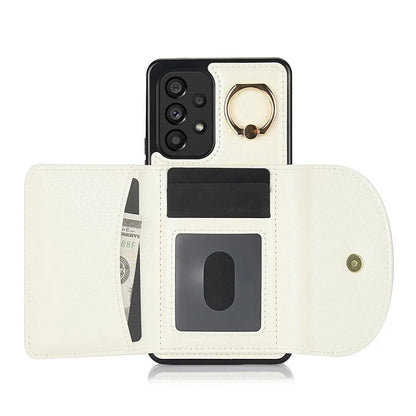 For Samsung Galaxy A53 5G Phone Cover RFID Blocking Wallet Case with Ring Kickstand