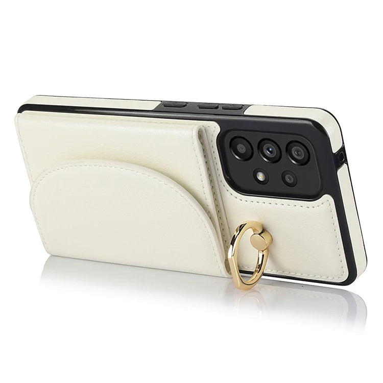 For Samsung Galaxy A53 5G Phone Cover RFID Blocking Wallet Case with Ring Kickstand