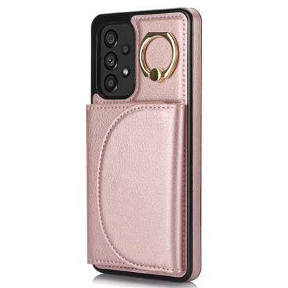 For Samsung Galaxy A53 5G Phone Cover RFID Blocking Wallet Case with Ring Kickstand