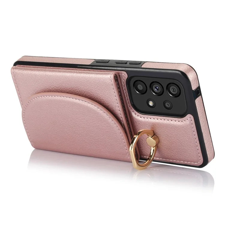 For Samsung Galaxy A53 5G Phone Cover RFID Blocking Wallet Case with Ring Kickstand