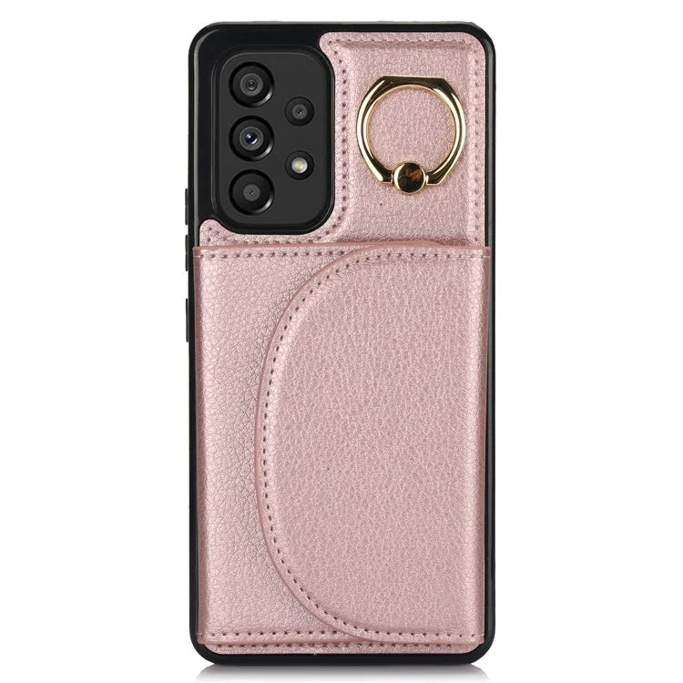 For Samsung Galaxy A53 5G Phone Cover RFID Blocking Wallet Case with Ring Kickstand