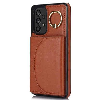For Samsung Galaxy A53 5G Phone Cover RFID Blocking Wallet Case with Ring Kickstand