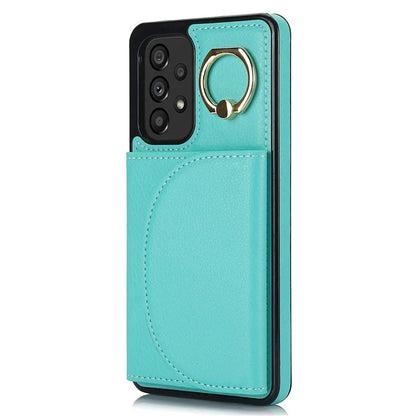 For Samsung Galaxy A53 5G Phone Cover RFID Blocking Wallet Case with Ring Kickstand