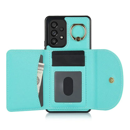For Samsung Galaxy A53 5G Phone Cover RFID Blocking Wallet Case with Ring Kickstand
