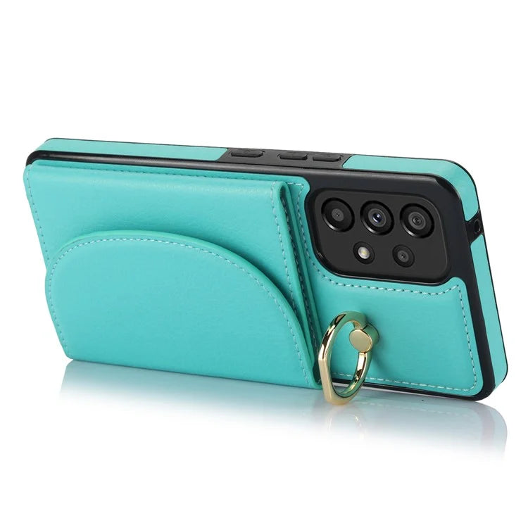 For Samsung Galaxy A53 5G Phone Cover RFID Blocking Wallet Case with Ring Kickstand