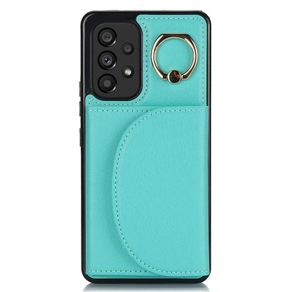 For Samsung Galaxy A53 5G Phone Cover RFID Blocking Wallet Case with Ring Kickstand