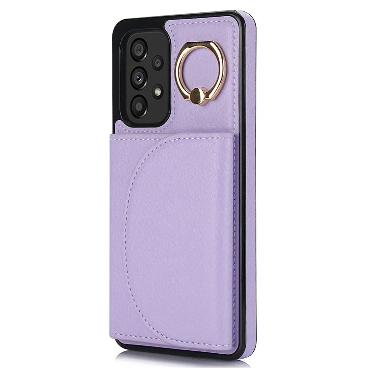 For Samsung Galaxy A53 5G Phone Cover RFID Blocking Wallet Case with Ring Kickstand