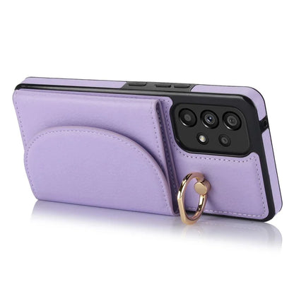 For Samsung Galaxy A53 5G Phone Cover RFID Blocking Wallet Case with Ring Kickstand