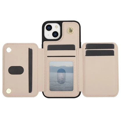 For iPhone 14 Plus Case Kickstand Zipper Pocket Leather+TPU Phone Cover
