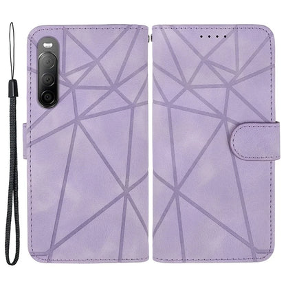 For Sony Xperia 10 IV 5G Case Leather Line Pattern Flip Phone Cover
