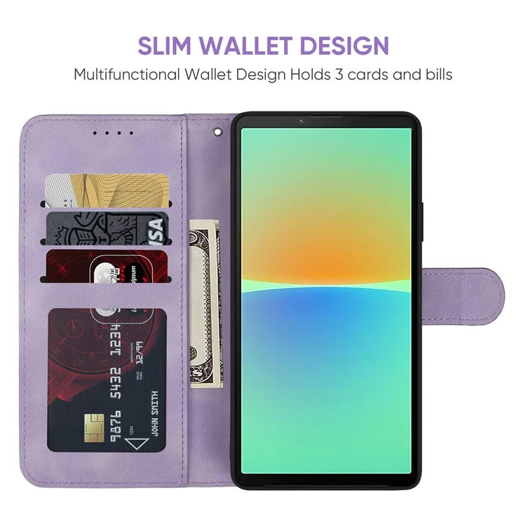 For Sony Xperia 10 IV 5G Case Leather Line Pattern Flip Phone Cover
