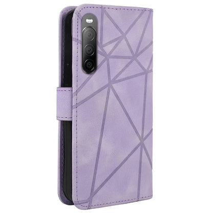 For Sony Xperia 10 IV 5G Case Leather Line Pattern Flip Phone Cover