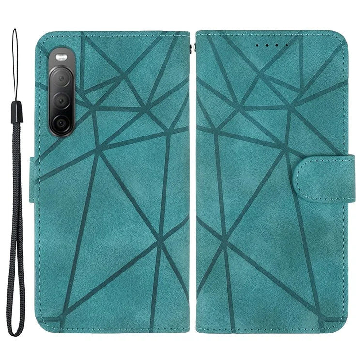 For Sony Xperia 10 IV 5G Case Leather Line Pattern Flip Phone Cover