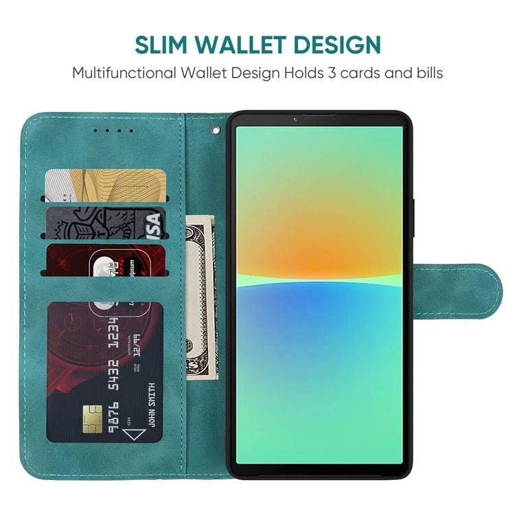 For Sony Xperia 10 IV 5G Case Leather Line Pattern Flip Phone Cover