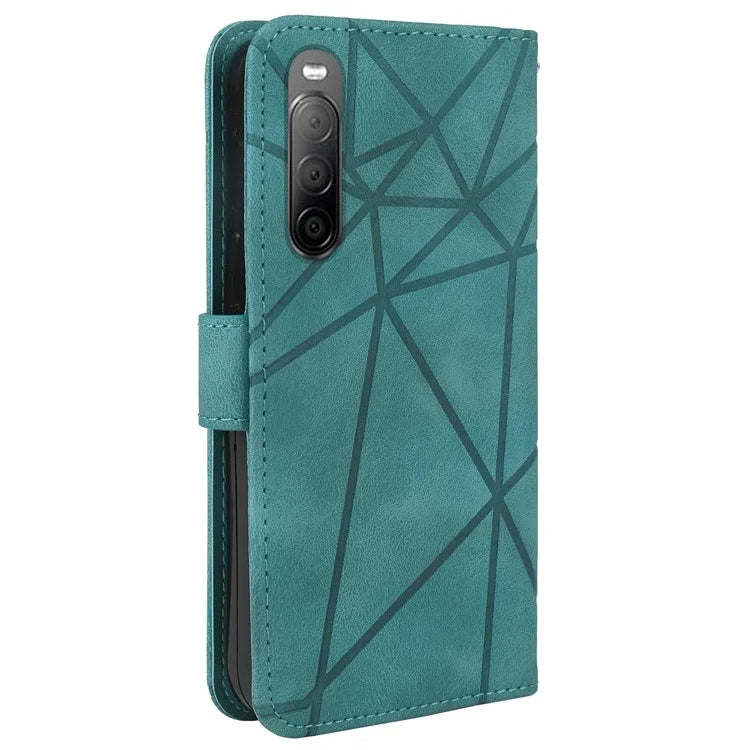 For Sony Xperia 10 IV 5G Case Leather Line Pattern Flip Phone Cover