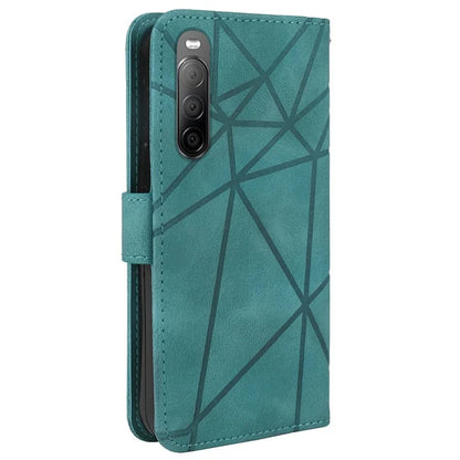 For Sony Xperia 10 IV 5G Case Leather Line Pattern Flip Phone Cover
