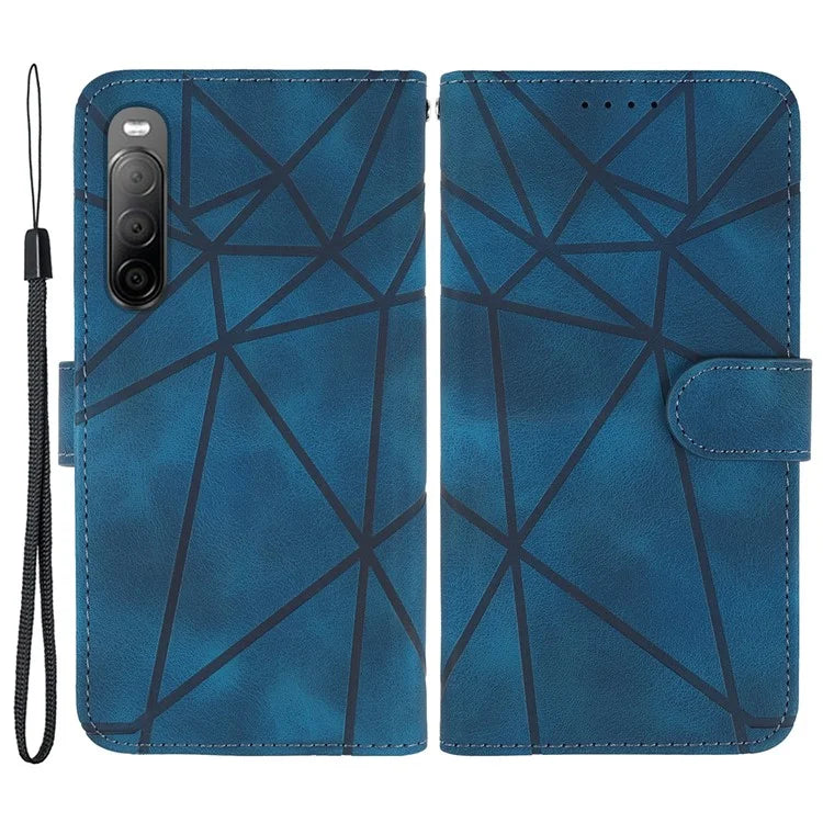 For Sony Xperia 10 IV 5G Case Leather Line Pattern Flip Phone Cover