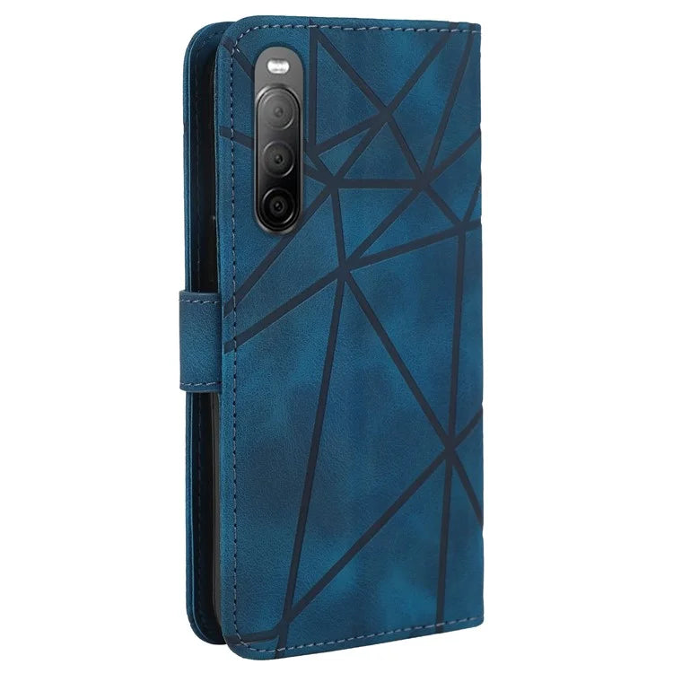 For Sony Xperia 10 IV 5G Case Leather Line Pattern Flip Phone Cover