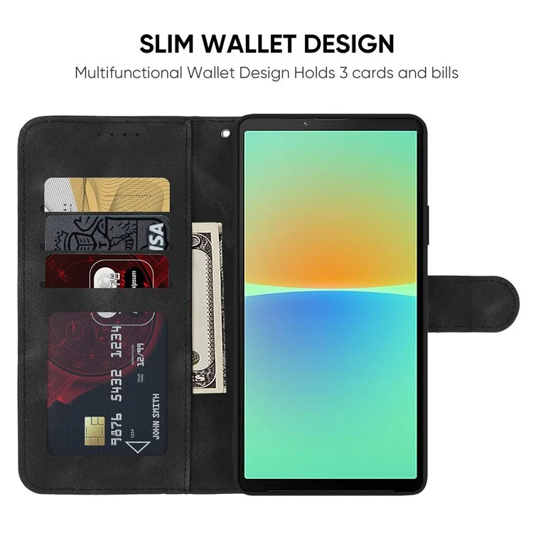 For Sony Xperia 10 IV 5G Case Leather Line Pattern Flip Phone Cover