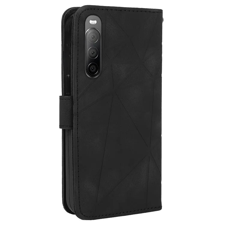For Sony Xperia 10 IV 5G Case Leather Line Pattern Flip Phone Cover