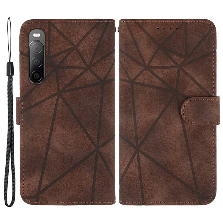 For Sony Xperia 10 IV 5G Case Leather Line Pattern Flip Phone Cover