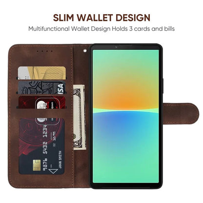 For Sony Xperia 10 IV 5G Case Leather Line Pattern Flip Phone Cover