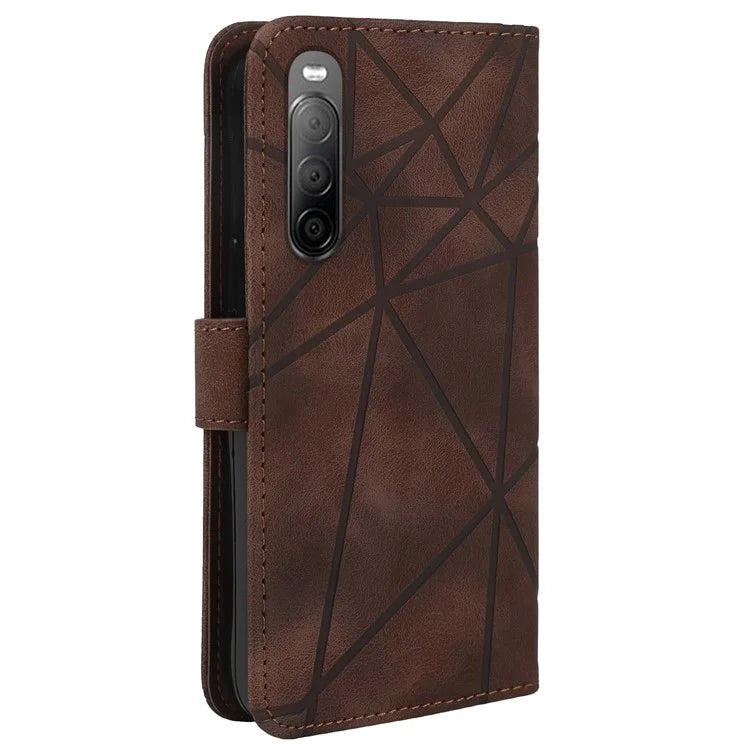 For Sony Xperia 10 IV 5G Case Leather Line Pattern Flip Phone Cover