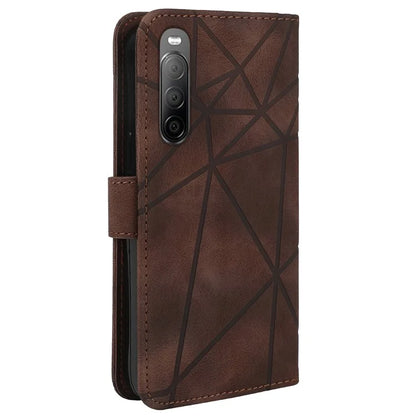 For Sony Xperia 10 IV 5G Case Leather Line Pattern Flip Phone Cover