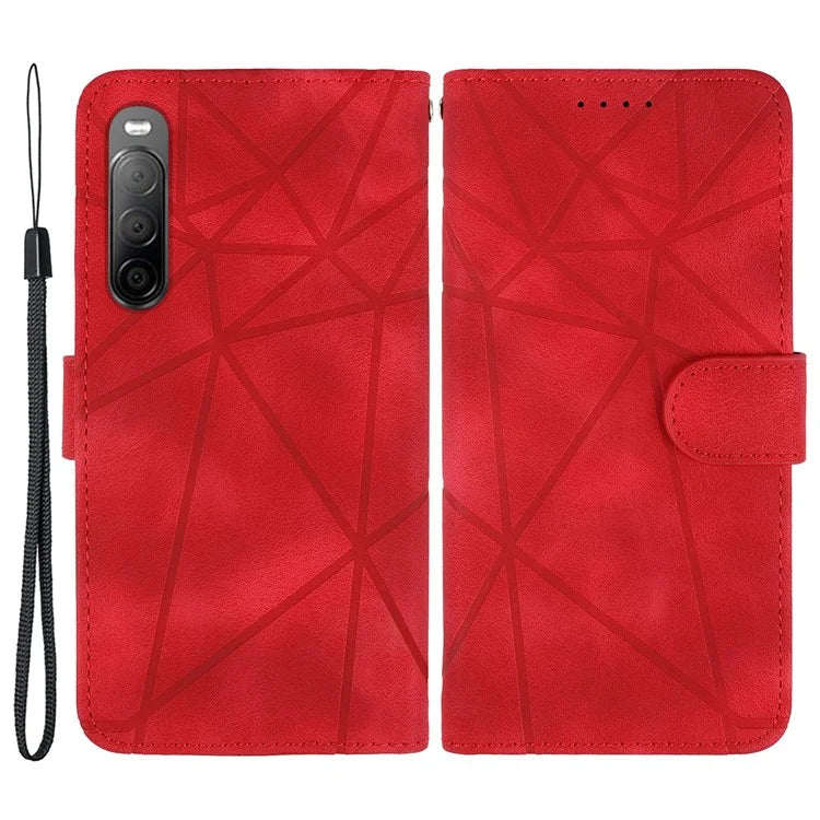 For Sony Xperia 10 IV 5G Case Leather Line Pattern Flip Phone Cover