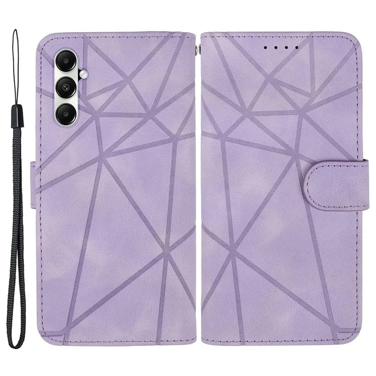 For Samsung Galaxy A05s 4G Case PU Leather Wallet Stand Lines Design Phone Cover