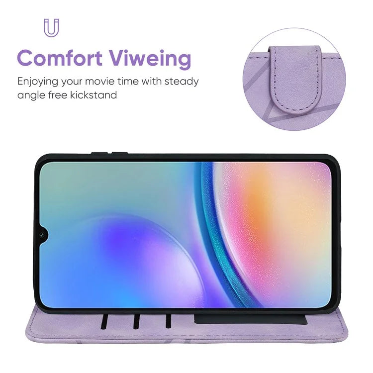 For Samsung Galaxy A05s 4G Case PU Leather Wallet Stand Lines Design Phone Cover