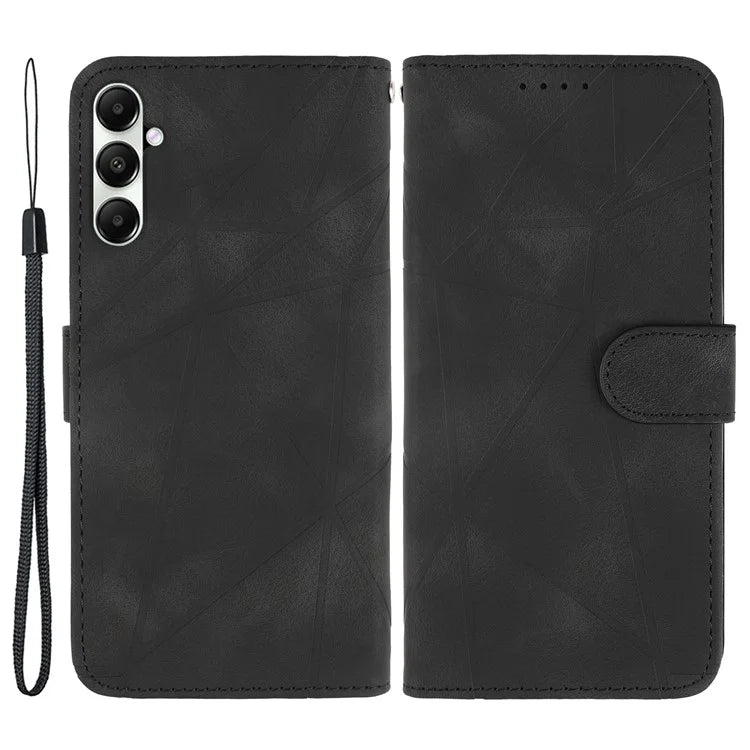 For Samsung Galaxy A05s 4G Case PU Leather Wallet Stand Lines Design Phone Cover