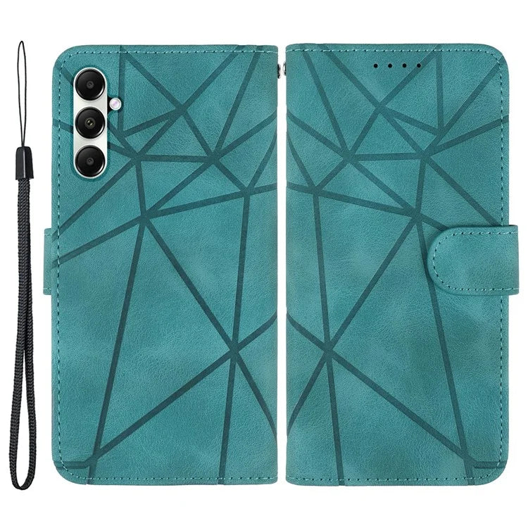 For Samsung Galaxy A05s 4G Case PU Leather Wallet Stand Lines Design Phone Cover
