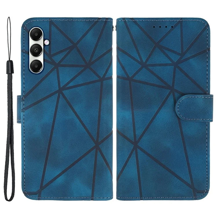 For Samsung Galaxy A05s 4G Case PU Leather Wallet Stand Lines Design Phone Cover