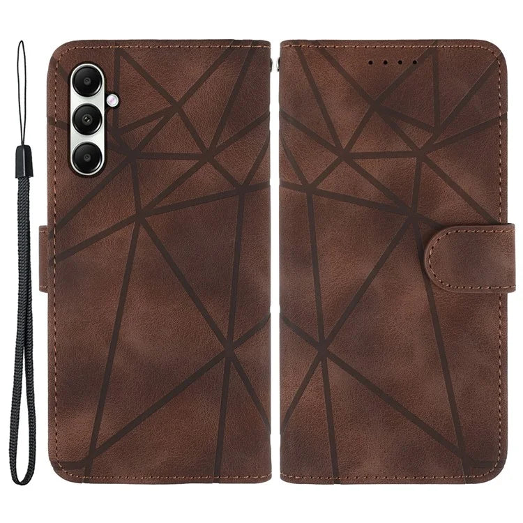 For Samsung Galaxy A05s 4G Case PU Leather Wallet Stand Lines Design Phone Cover