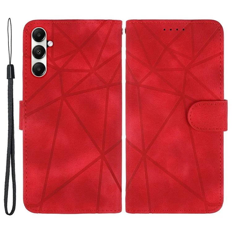 For Samsung Galaxy A05s 4G Case PU Leather Wallet Stand Lines Design Phone Cover