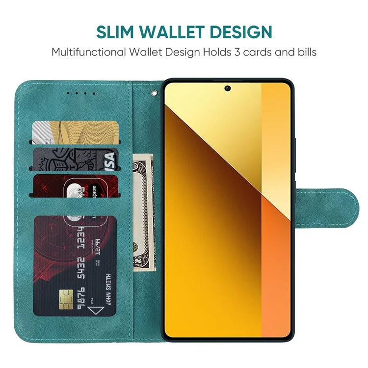 For Xiaomi Redmi Note 13 5G Case Leather Phone Cover Imprinted Line Pattern TPU Inner