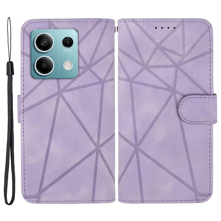 For Xiaomi Redmi Note 13 5G Case Leather Phone Cover Imprinted Line Pattern TPU Inner