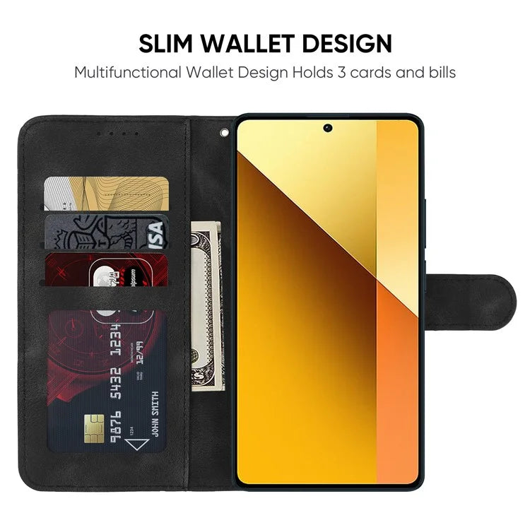 For Xiaomi Redmi Note 13 5G Case Leather Phone Cover Imprinted Line Pattern TPU Inner