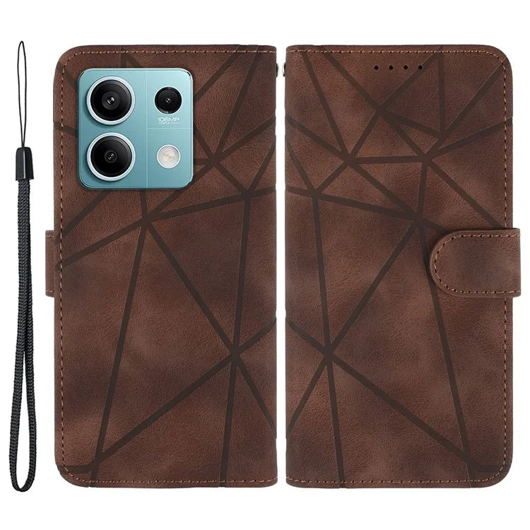 For Xiaomi Redmi Note 13 5G Case Leather Phone Cover Imprinted Line Pattern TPU Inner