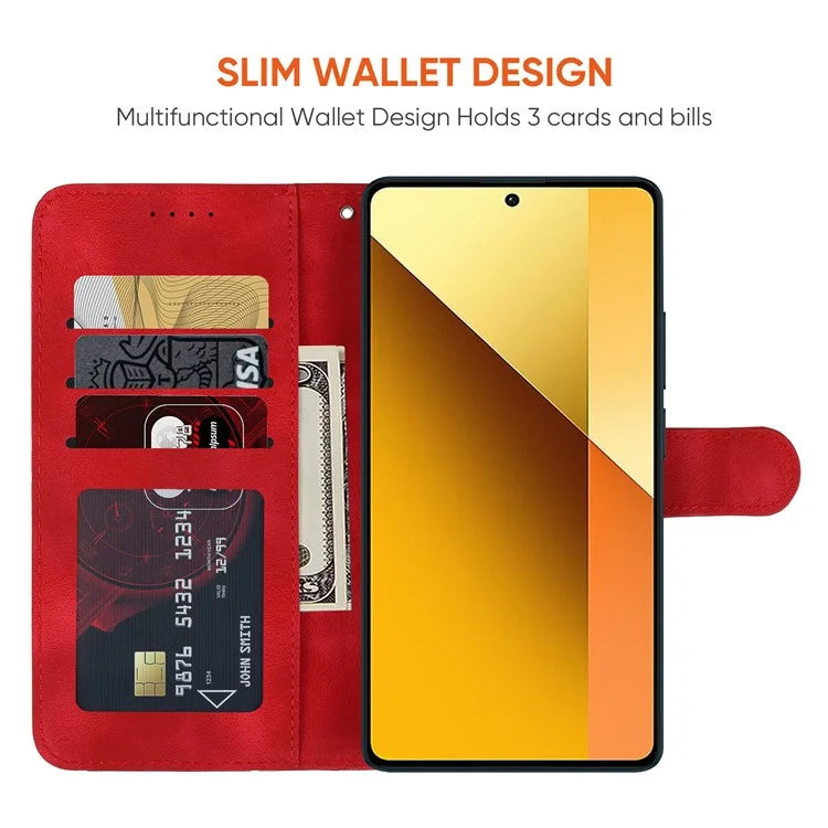 For Xiaomi Redmi Note 13 5G Case Leather Phone Cover Imprinted Line Pattern TPU Inner