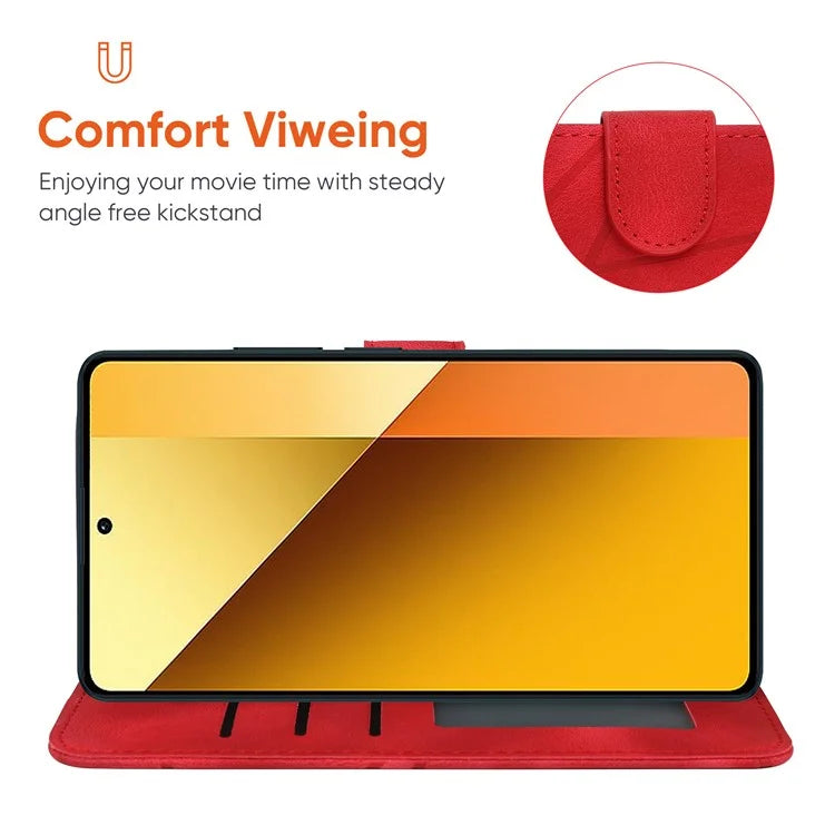 For Xiaomi Redmi Note 13 5G Case Leather Phone Cover Imprinted Line Pattern TPU Inner